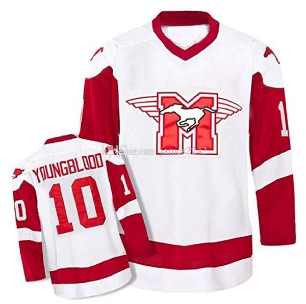 

sutton youngblood #10 movie hamilton mustangs men ice hockey jersey stitched white s-3xl quality, Black;red