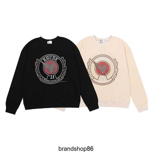 

men's hoodies sweatshirts niche fashion high weight cotton terry hip-hop men and women's casual loose round neck sweater, Black