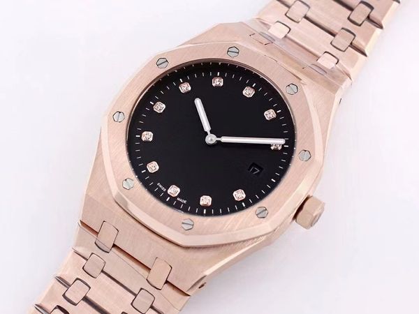 

designer watches men's mechanical watch 41mm 11 diamond black face rose gold stainless steel dial fully automatic wind-up sports waterp, Slivery;brown