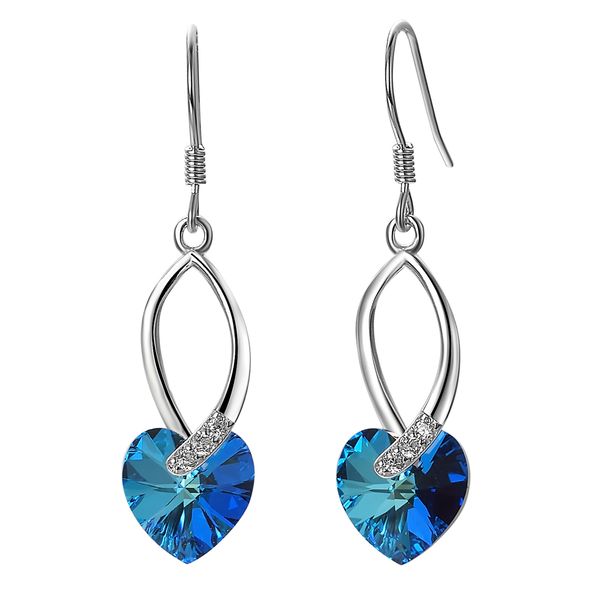 

yoursfs 6 pairs/set blue love pendant zircon hoop earrings fashion women jewelry 18k gold plated, Golden;silver