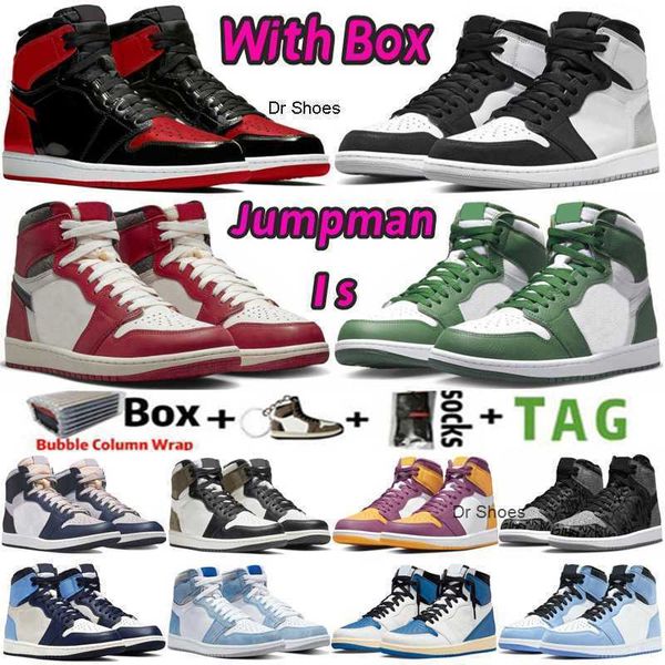 

2023 with box jumpman 1 basketball shoes for men women 1s sneakers lost found bred patent university blue gorge green stage haze starfish