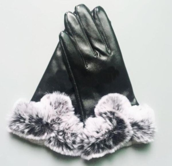 

mens womens autumn winter designer thicken gloves warm soft solid color brand letter printing genuine leather five fingers mittens1852215, Blue;gray