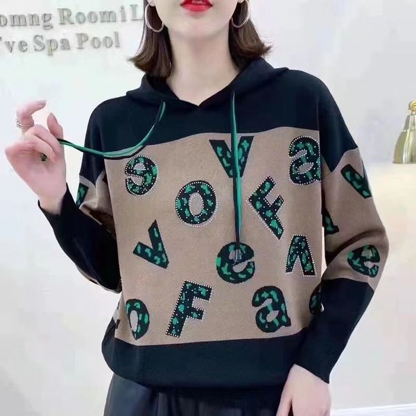 

women's sweaters sweater hooded women's autumn new luxury brand bottom pullover sweater, White;black