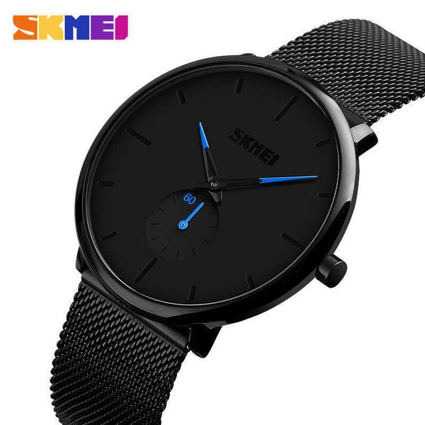 

time beauty simple fashion waterproof men's watch business two needle and a half stainless steel youth quartz watch, Slivery;black
