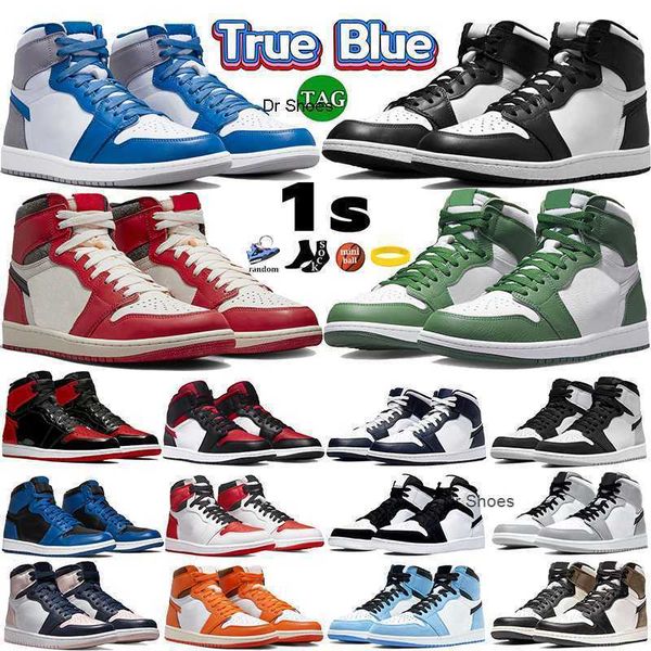

mens 1 high og 1s basketball shoes jumpman true blue 85 black white chicago lost and found men sport sneakers university blue taxi dark
