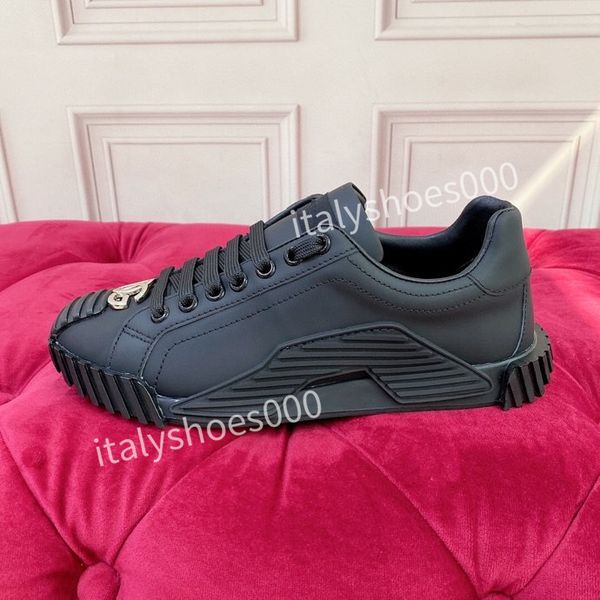 

new mens women white trainer thick bottom genuine leather luxury casual shoes outdoor sneakers, Black