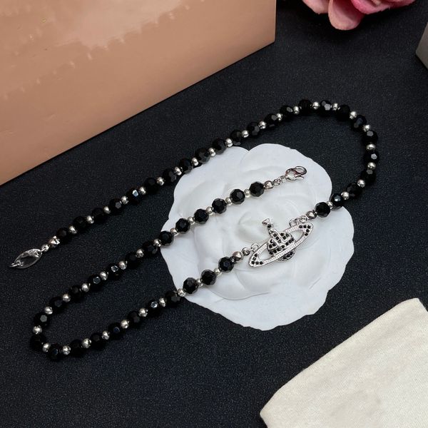 

designer pendant necklaces letter vivian chokers luxury women fashion jewelry metal pearl necklace cjeweler westwood 557dry, Silver