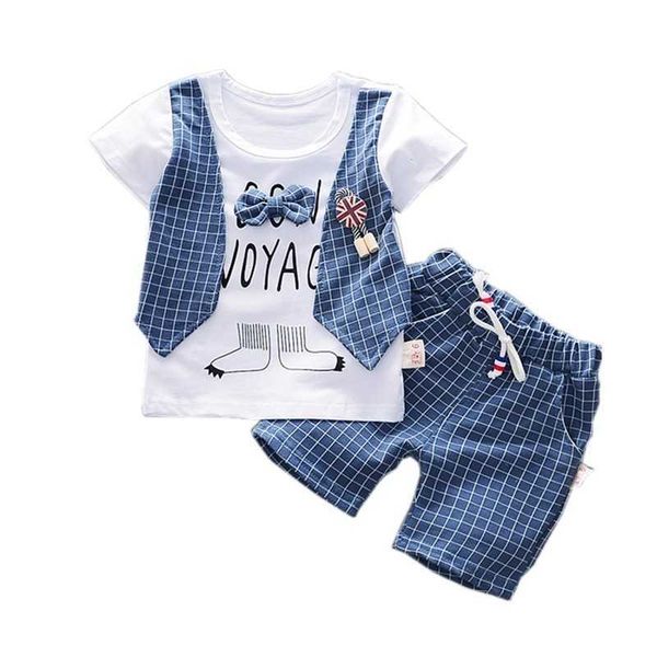 

clothing sets new summer children boys girl cotton clothes kids bowknot t-shirt shorts 2pcs/sets toddler fashion clothing sets baby tracksui, White