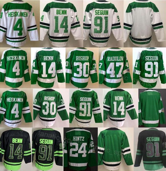 

men ice hockey reverse retro 91 tyler seguin jersey 30 ben bishop 24 roope hintz 4 miro heiskanen 47 alexander radulov 14 jamie benn stitche, Black;red