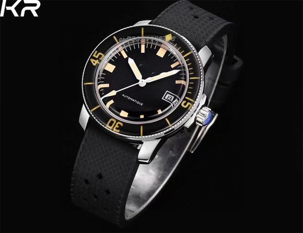 

kr montre de luxe mechanical watch bubble shape sapphire mirror and sapphire rotating outer ring size 40.3mm waterproof depth 300 meters 901, Slivery;golden