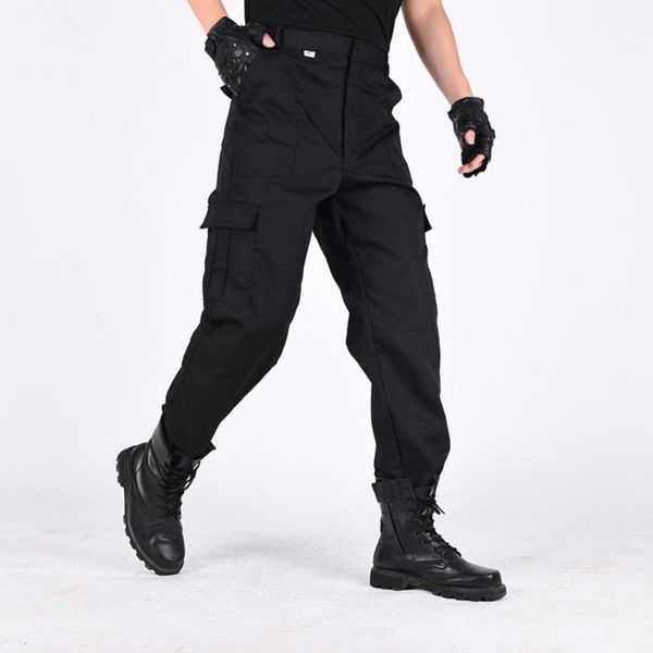 

mens pants mens pants solid color multi pockets training long cargo pants hiking straight trousers casual military tactical pant plus size 2, Black