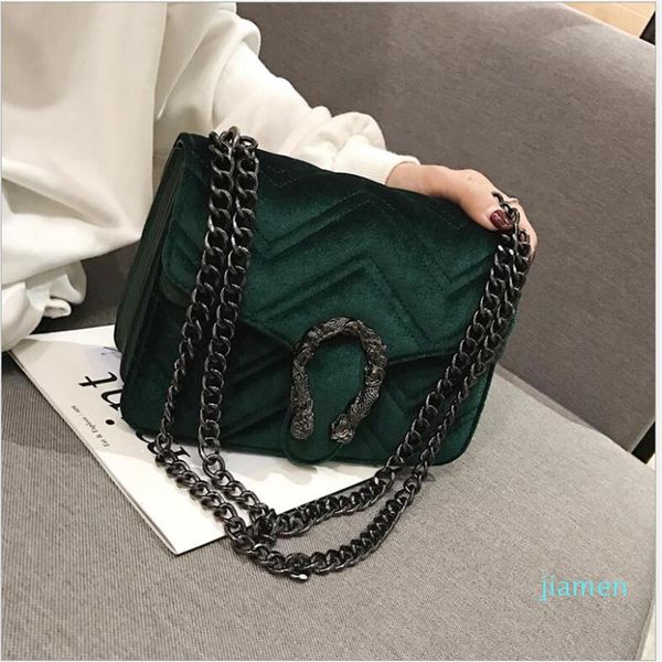 

designer- women luxury bags winter snake head lock velvet classic embroidered thread wavy woman chain bag elegant temperament hand274t