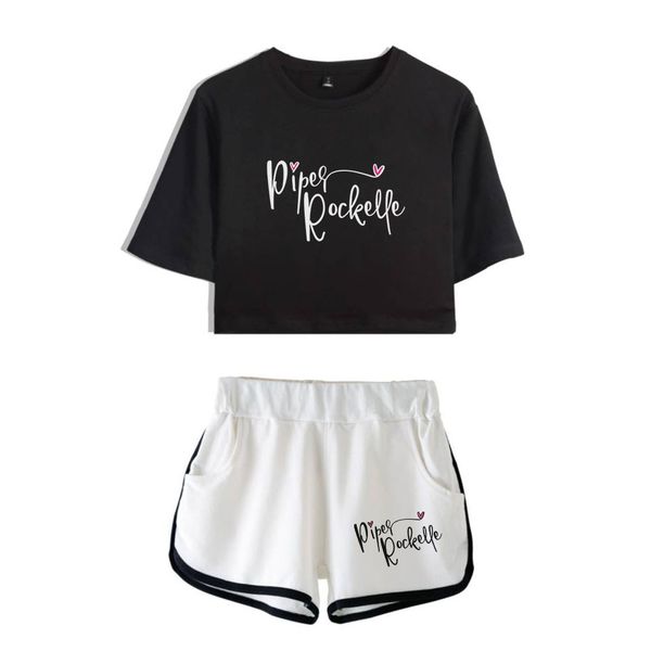 

womens two piece pants piper rockelle merch two piece set women piper rockelle cool print shorts summer soft elastic waist shorts 230316, White