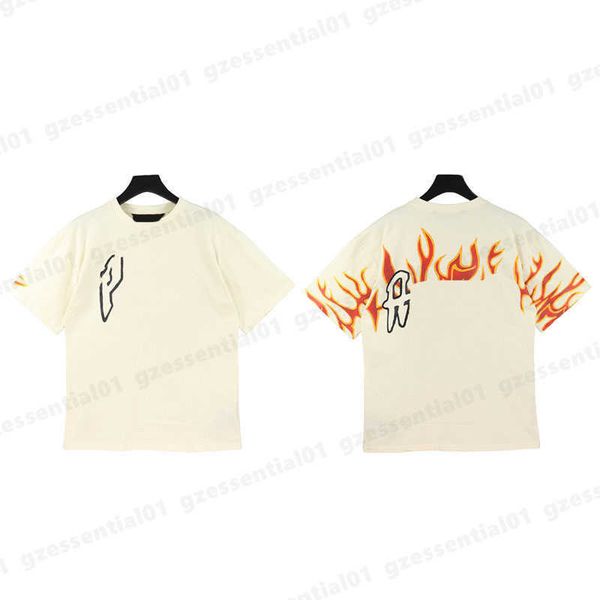

designer shirts short-sleeve men t shirt fashion spring and summer flame print round neck t-shirt european and american luxurious street pop, White;black