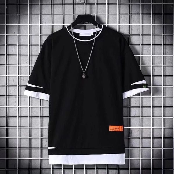 

men's polos fashion t-shirt slim fit hole hip hop streetwear o neck short sleeve fitness tee shirt homme 230317, White;black