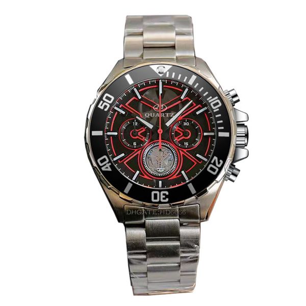 

chronograph quartz movement mens watch tourbillons stainless steel leather sport racing man wristwatch designer watches montre de luxe wrist, Slivery;brown