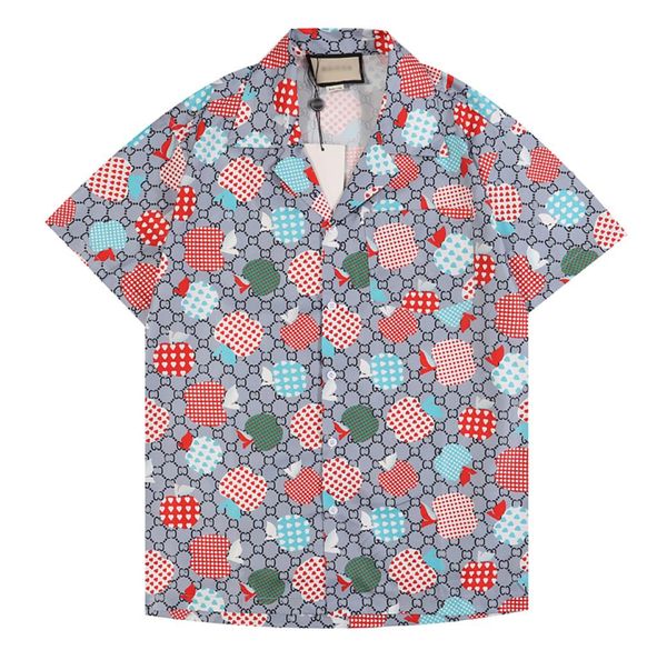 

luxury designer shirts mens fashion geometric print bowling shirt hawaii floral casual shirts men slim fit short sleeve dress tee 3219058, White;black