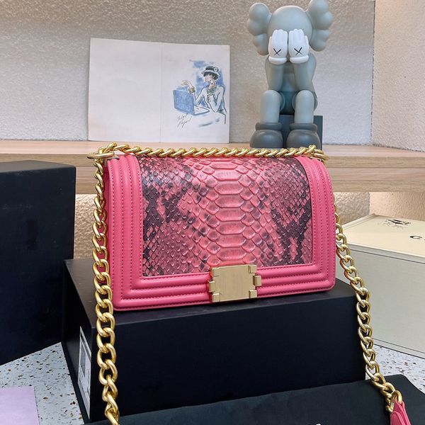 

classic boy flap shoulder bags france brand genuine leather qulited matelasse serpentine handbags fashion gold metal chains crossbody bag lu