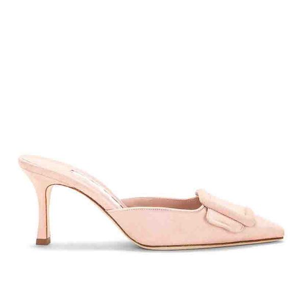 

luxury women sandal shoes mb- slippers maysale 70mm suede mule slide slipper buckle slingback pointed toe pumps stiletto heeled 35-43 with b, Black