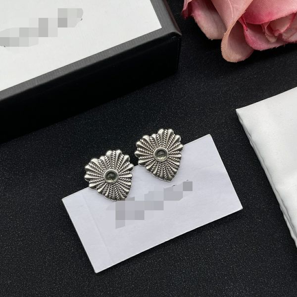 

high classic 18k gold plated stud designer double g earring luxury geometric crystal heart-shaped couple earrings for woman wedding birthday, Golden;silver