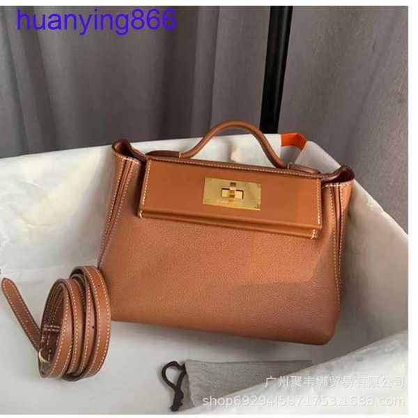 

h luxurys handbags herms's 2424 women's bag layer cow leather 2424 mini portable 2023 new cross body shoulder for women