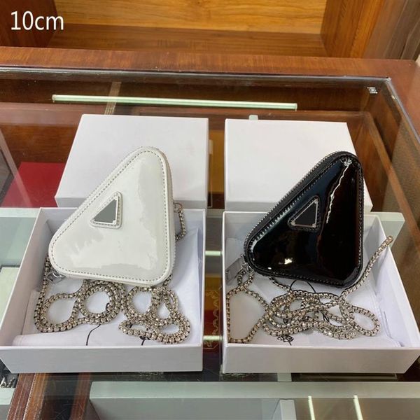 

2021 women mini triangle bags luxury purses triangle chain bags brand new crossbody shoulder bag pu leather lady change bag pd247f, Red;black