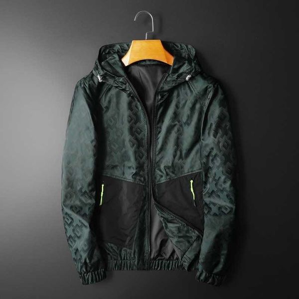 

2023 spring men clothes casual jacket new hooded jacket fashion trend print leisure breathable coat, Black;brown
