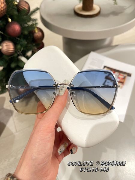 

women's large frame polygon sunglasses fashion personality sunglasses can be paired with prescription mirror minimalist large face riml, Silver