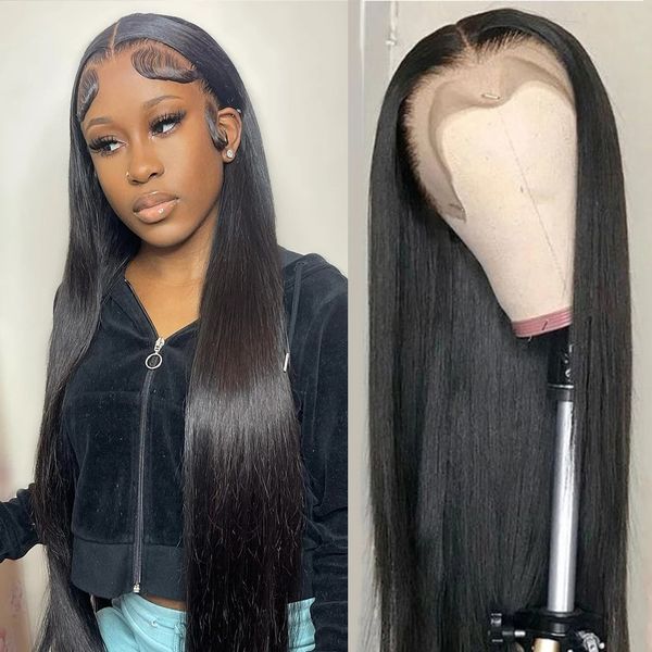 

13*4 lace frontal wig brazilian straight human hair for women, Black;brown