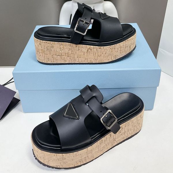 

classic womens braided platform heels wedge sandals slip on slippers designer slide ladies mule outdoor casual shoe flip flops for party wed, Black