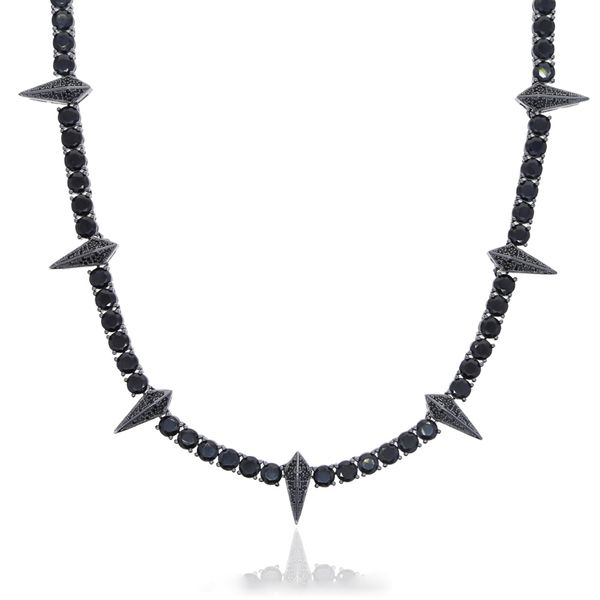 

iced out bling cubic zircon tennis chain necklace plated black gold for men boy hip hop spike charm choker necklace jewelry drop ship, Silver