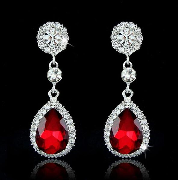 

fashion bridal jewelry crystals earrings silver rhinestones long drop earring 5 colors wedding gift8256015, White