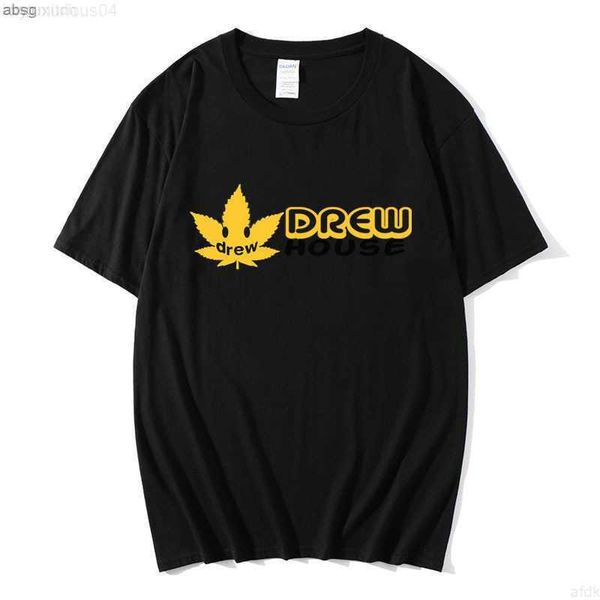 

2023 men's t-shirt cotton quality short sleeve drew fresh printing fashion, White;black