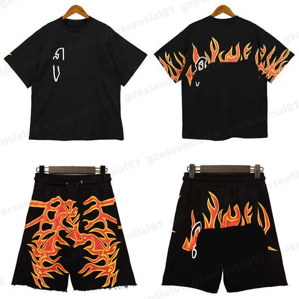 

designer shirts short-sleeve men t shirt and shorts casual suit fashion summer flame letter logo print round neck t-shirt luxurious tees abs, White;black
