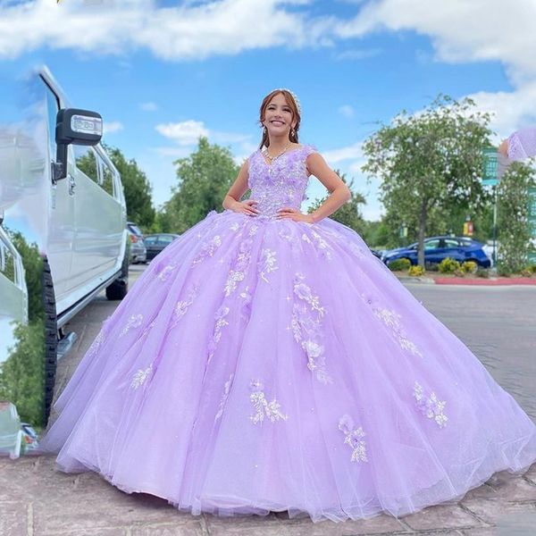 

lilac quinceanera dresses off the shoulder 3d flower lace applique beaded crystals tulle prom ball gown sweet 16 princess, Blue;red