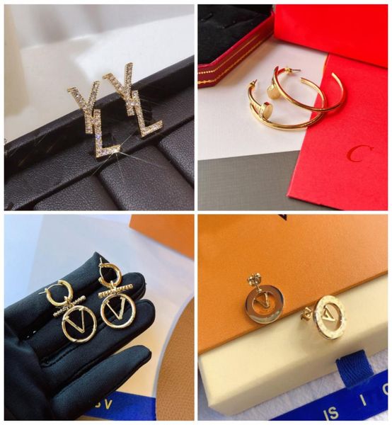 

20 style hoop earrings stud earings luxury designers lettes print fade resistant geometric exaggerate womens tassel crystal pearl 5717713, Golden;silver