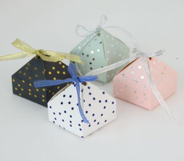 

pyramid style wedding favors supplies dot candy boxes with ribbon gift box party packaging chocolate box baby shower favor3645739