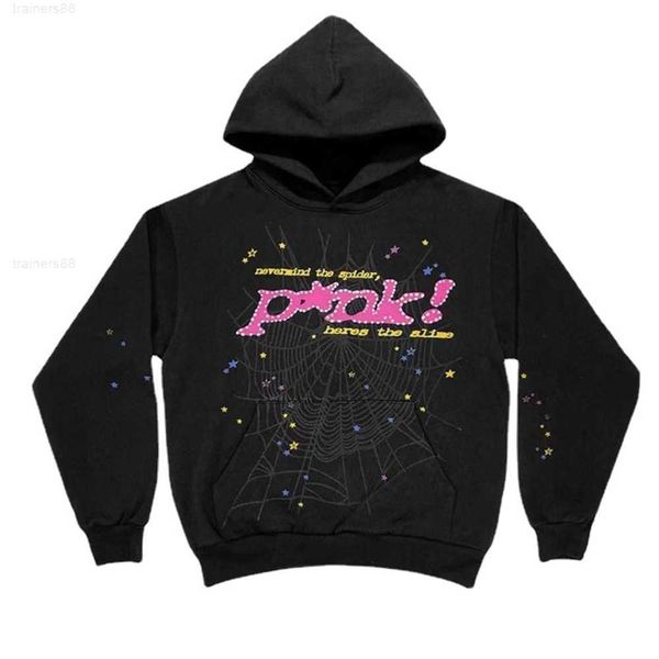 

designer men's hoodies sweatshirts hip hop web puff print spder hoodie men women young thug angel spider heavy fabric pullover p43y, Black