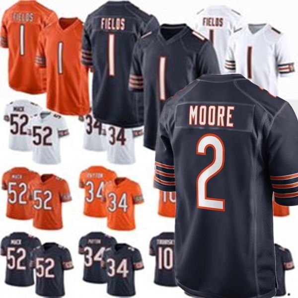 

1 justin fields jersey custom darnell wright chicago 10 chase claypool dj moore nicholas morrow beares darnell mooney walter payton brian ur, Black;red