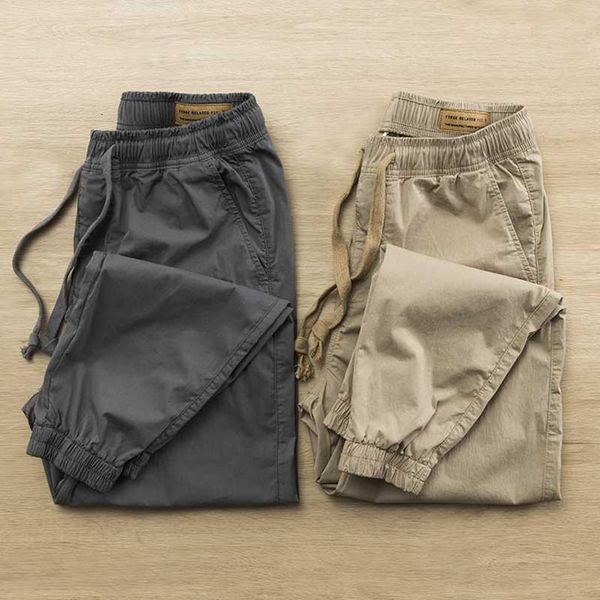 

mens pants vintage cargo pants men drawstring casual cotton long trousers boys youth workwear wholesale clothing spring 230317, Black