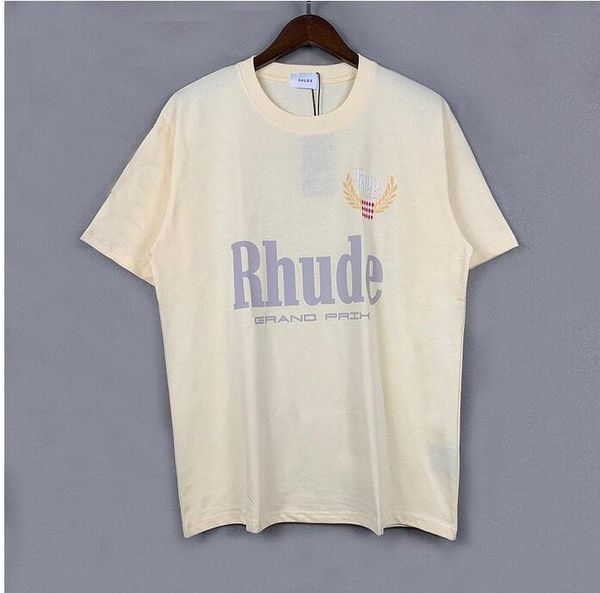 

summer mens t-shirts womens rhuds designers for men letter polos embroidery tshirts clothing short sleeved tshirt large tees fiev, White;black