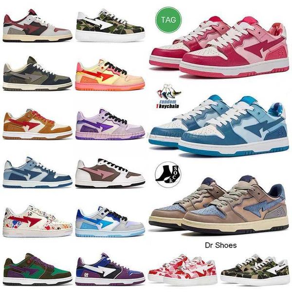 

2023 bapestas flats casual shoes for mens womens platforms sneaker dark purple green stas sk8 abc camo grey pink vintage black purple