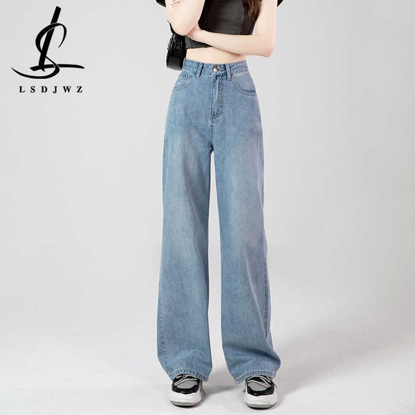 

women's fashion woman wide pants cowboy pants for clothing y2k clothing 2023 high waisted for woman 90s l230316, Blue