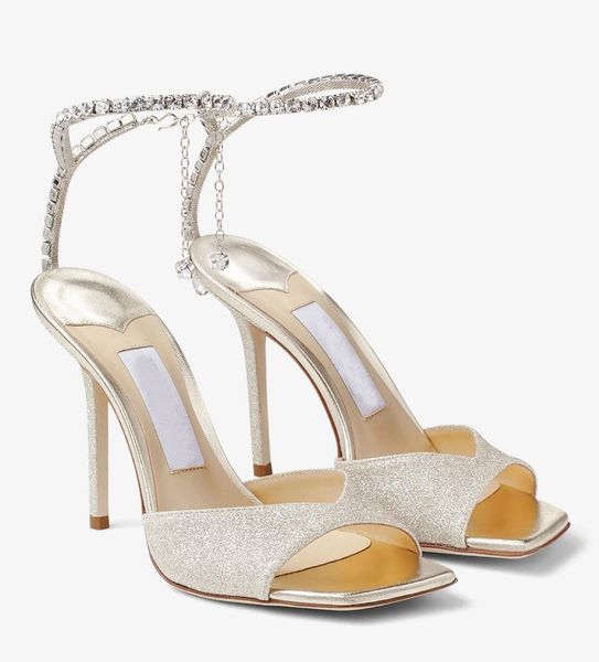 

bridal luxurious women pumps saeda sandals shoes crystal ankle strap elegant lady pointed toe high heels bridal wedding party walking black