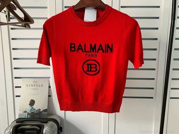 

designer luxury coats spring and summer new balman cotton loose letter pullover knitted tshirt couple ins same style, Black;white