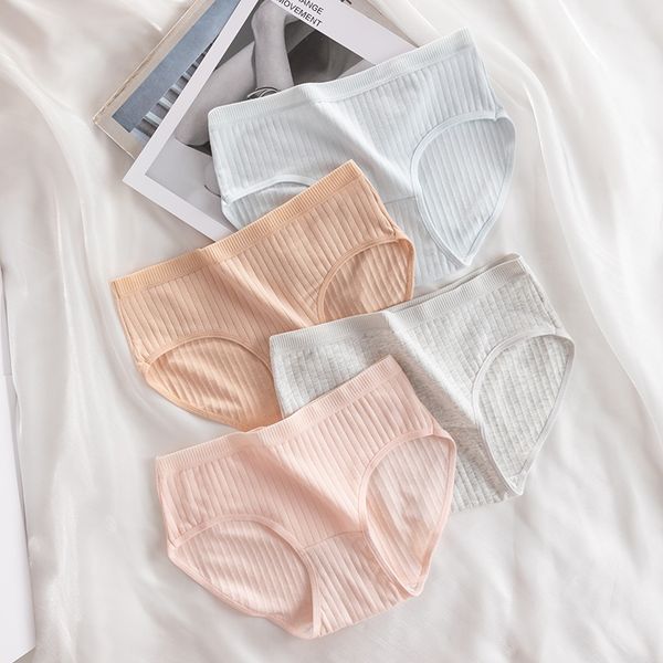 

panties cotton bikini briefs underwear panty breathable solid color underpants for women, Black;pink