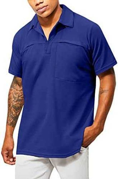 

men's polo shirts slim fit shirts short sleeve v-neck golf shirt lapel collar athletic polo t-shirt with pocket8fv6, White;black