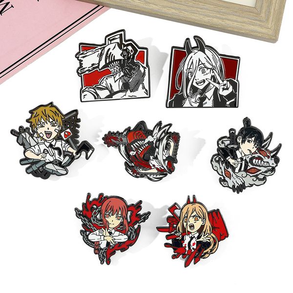 

the chainsaw man characters collection pin cute anime movies games hard enamel pins collect metal cartoon brooch backpack hat bag collar lap, Blue