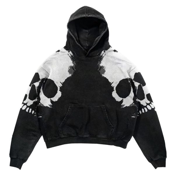 

womens hoodies sweatshirts american street trend casual retro big skull loose hoodie y2k harajuku oversized 230316, Black