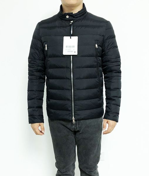 

fashion designer stand collar men down jacket front zipper design puffer jacket designer men s clothing size 1--6, Black